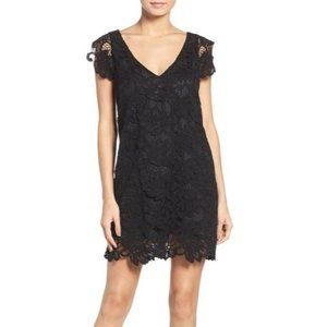 BB Dakota Womens Floral Lace Mini Dress NDBG28479 Cap Sleeve V Neck Black Size M